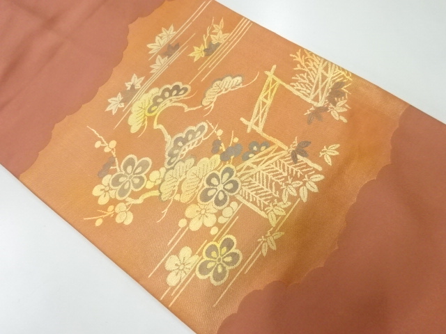 JAPANESE NAGOYA OBI / WOVEN SHOCHIKUBAI